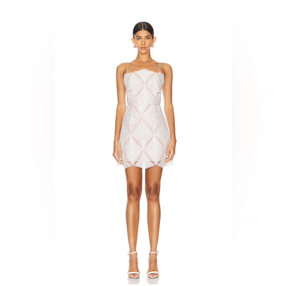 elliatt harper white sequin beaded scalloped strapless mini dress size XS NEW
